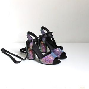 TopShop glitter lace up block heels women’s size 8.5